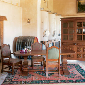 Tuscan Dining Table, Chairs and China Cabinet